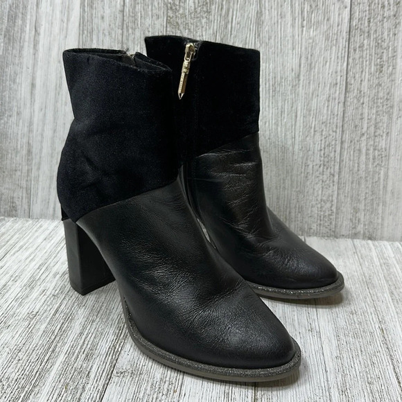 TED BAKER Leather/Suede Block Heel Booties - Picture 7 of 9